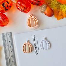 Various Pumpkin Polymer Clay Cutter For Earrings & Jewelry Making, Pumpkin Designed Soft Pottery Clay Molds For Pendant & Necklace Decoration Making - Beige - View 12