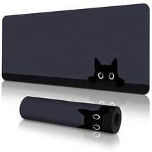Cute Black Cat Print Large Extended Gaming Mouse Pad, Non-Slip Rubber Base, Smooth Gliding Surface, Multi-Functional Desk Mat For Computer Office Home Study, Sweet Abstract Desktop Decor - A - View 4