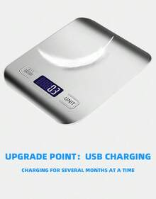 10000g-1g Precision Electronic Kitchen Scale, Compact Design With LCD Display, AAA Battery Powered, ABS Material, Hook Design For Easy Placement, Suction Cup Base For Added Stability, Suitable For Home And Office Use - Silver - View 3