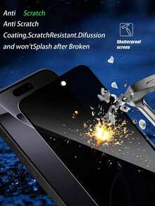 Navigator 4pcs - Silk Screen Edge Privacy Tempered Glass Film, Anti-Peeping, Scratch & Bump Resistant, Reinforced Edge Protection Against Drops, Shatterproof, Suitable For Phone Cases, Compatible With IPhone Ultra/18 Pro Max/18 Pro/18/17E/17 Pro Max/16 Pro Max/15 Pro Max/14 Pro Max/13 Pro Max/12 Pro Max/11 Pro Max/17 Pro/16 Pro/15/14/13/12/11 And Other Series. - Black - View 4