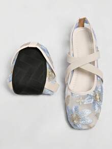 Plus Size Women's 41-43 Flat Wide Fit Slippers, Suede Leather Outdoor Slides For Spring And Autumn - Blue - View 2