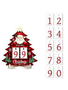 1 Set Wooden 99-Day Christmas Countdown Calendar, Rustic Santa Tree Centerpiece Decoration, Suitable For Home Desktop Display, Marked With Christmas Countdown Dates, Perfect Gift For Friends On Christmas And Halloween, Christmas Dining Table Centerpiece Calendar - A - View 8