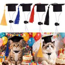2/6/10/14pcs Mini Pet Graduation Cap, Adjustable Dog Cat Graduation Hat With Colorful Tassel, Pet Costume Photo Prop Accessory - Multicolor - View 1