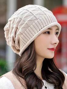 1/2 buah Topi Beanie Berkerut, Topi Rajut Wanita Musim Semi/Panas, Topi Pullover Satu Lapis, Aksesori Kepala Serbaguna - warna padat - View 7