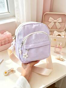 Sweet Girl Mini Crossbody Bag, Soft Color Nylon Mini Shoulder Bag With Star Pendant, Lightweight Multi-Pocket Phone Crossbody Bag, Suitable For Daily Outings, School And Shopping - Multicolor - View 3