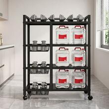 Super life A Kitchen Storage Rack With Wire Baskets-A Multifunctional, Mobile Wire-Basket Storage Unit Featuring A Vertical Design, Suitable For Organizing And Storing Kitchen Vegetables And Utensils. A Great Gift For Christmas Or Halloween. - Black - View 3