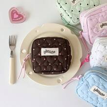 1pc Women's Coin Purse - Polka Dot Heart Mini Square Coin Purse, Korean Style Makeup Bag, Sanitary Napkin Storage Bag, Multiple Colors Available, Portable Cosmetic Storage Bag, Slot Compartment Design Suitable For Travel, Vacation, Home Use, Perfect Gift - Multicolor - View 6