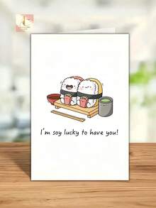 Funny Sushi-Themed Birthday Card With 'I'm So Lucky To Have You!' Pun - Perfect Gift For Family, Friends, Colleagues & Besties - One Size Fits All - View 7