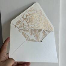 NIEWSPECIAL 10/20 Pcs Pearl Ivory Envelopes With Gold Foil Or Champagne Gold Flower Pattern Stickers And A Wax Seal For Invitation,Suit For 5*7inch Card - 135*192mm Design a - View 6