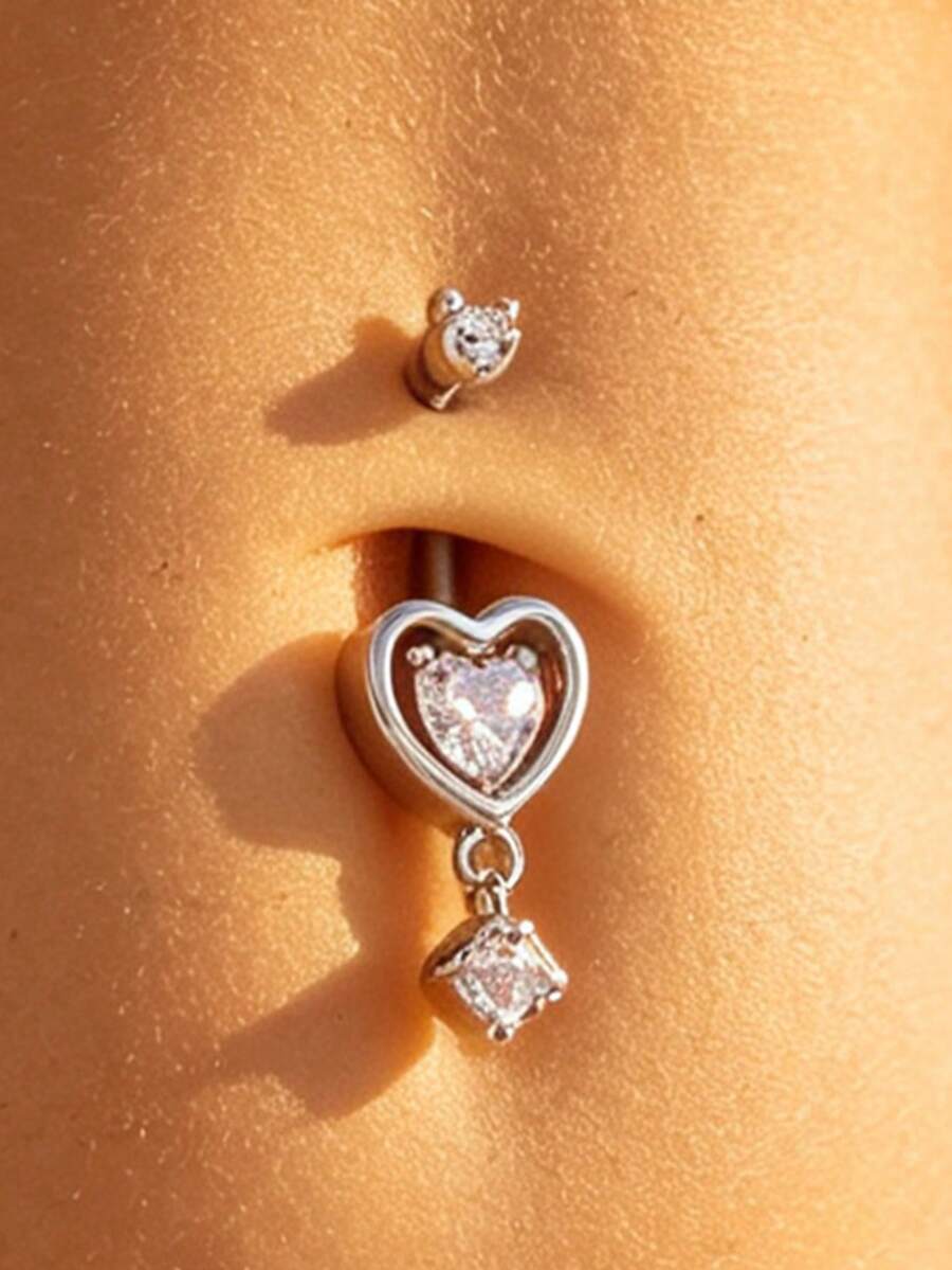 1pc Fashion Charming Style Copper Inlaid Cubic Zirconia Heart-Shaped ...