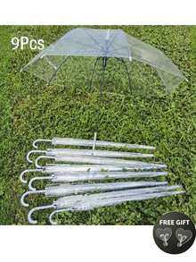 Wedding Umbrella Large Canopy Transparent Style Auto Open/Close Windproof Waterproof White J-Handle Suitable For Groom Bride Photography Golf Outdoor Activity Party Supplies - A - View 10