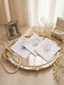 Personalized Embroidered Wedding Handkerchief, Custom Embroidered Handkerchief With Wedding Dat, Gift For Bride Bridal Party, Handkerchief - Multicolor - View 10