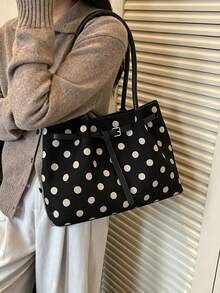 Personalized Wave Point Large Capacity Handbag, Fashionable Versatile Popular Shoulder Bag, Exquisite Daily Tote Bag, Suitable For Commuting Dating - Multicolor - View 5