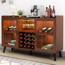 Armario de Bar de Vinos con Luz LED Gabinete de Licor - Marrón - Ver 8