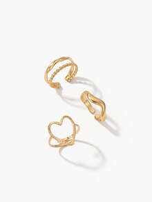 Vandermere 3pcs Heart Decor Ring Valentines,Mom,Mother,Mother's Day,Gift - Yellow Gold - View 2