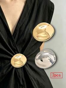 2pcs Minimalist Metal Brooch Set, Multi-Functional Collar Pin, Shiny Scarf Buckle And T-Shirt Clip, Fashion Waist Belt Strap, Suitable For Dresses, Sweaters, Coats And Other Clothing Accessories - Multicolor - View 11
