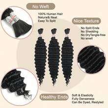 110g 2 Bundles/Pack Human Braiding Hair For Boho Braids Human Curly Boho Hair For Braiding Knotless Deep Wave Bulk Bohemian Natural Black Color - Natural Black - View 3