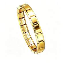 1pc Stainless Steel Elastic Fashion Bracelet, Adjustable Bracelet, Suitable For Daily Wear - Gold - View 12