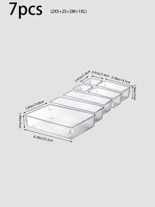 1/7pcs/11pcs/18pcs Transparent Drawer Storage Boxes Multi-Specification Free Combination, Cosmetics Jewelry Stationery Miscellaneous Items Classification And Organization, PET Odorless Non-Slip Divider Box Home Desktop Drawer Organizer Multi-Purpose, Used For Brushes, Jewelry, Lipstick, Different Compartments To Place Cosmetics, Small Tools, Very Suitable For Vanity, Office Drawer - Clear - View 10