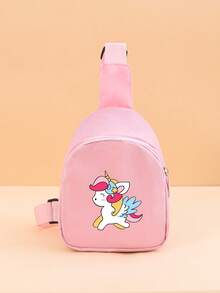 1pc Cute Unicorn Crossbody Bag For Toddlers, Lightweight Adjustable Mini Shoulder Bag For Kids, Suitable For Daily, Outdoor, Travel, Birthday Gift Chest Bag - Pink - View 12