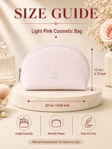 3CE Sanxi Jade Light Pink Makeup Bag, Soft Light Pink Fabric, Zipper Closure, Large Capacity, Lightweight And Soft, Multi-Functional Storage, Portable For Commuting, Travel, And Home Use - Pink - View 4