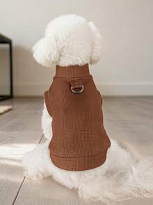 PETCIRCLE 1 Buah Pakaian Hewan Peliharaan Anjing Kecil Anak Anjing Kucing Hewan Peliharaan Lucu Musim Gugur/Dingin Rompi Luar Ruangan Ringan Bernapas Baru Dengan Gesper Tali Terintegrasi Tekstur Wafel Warna Polos - Kopi - MultiWarna - View 1