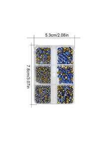 6-Grid Mixed Size Pointed Back Glass Nail Rhinestones, Nail Art Embellishment Accessory, DIY Nail Decoration, For DIY Nail Design And Daily Wear - Multicolor - View 6