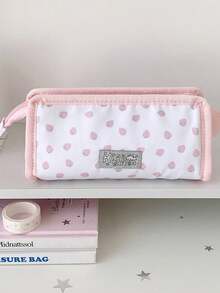 Cute Strawberry Star Transparent Window Stationery Bag, Aesthetic Multi-Layer Pencil Case, Large Capacity Zipper Stationery Storage Pouch, Back To School Supplies - Multicolor - View 13