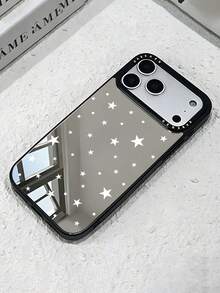 1件裝 化妝鏡手機殼 波點與星星圖案 全包覆 TPU 防震手機殼 相容 Apple 17 16 15 14 13 12 11 Pro Max - 彩色 - 查看 4