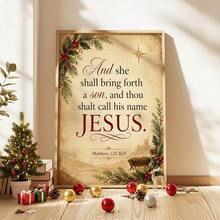 1/6pcs Christmas Religious Canvas Wall Art Set Bible Verse Prints Unframed Jesus Nativity Scripture Christian Home Decor Vintage Farmhouse Church Prayer Room Decoration Poster - Pattern - View 5