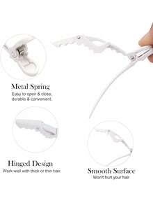 12/6/2pcs Professional Crocodile Clip Hair Clips, Hair Straightening, Cutting And Dyeing Tools, Suitable For Salon, Home Use And DIY Hairstyles - White - View 2