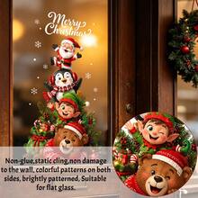 1/3pcs Reusable Adorable Santa Claus Window Decals, Double-Sided PVC Static Adhesive Glass Stickers, Suitable For Homes, Shops, Classrooms, And More - Multicolor - View 5