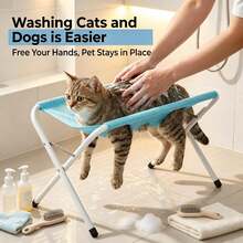 Foldable Pet Grooming Table With Grooming Hammock, Cat And Dog Bathing Rack, Quick-Dry Mesh Nail Trimming And Hair Brushing Stand, Suitable For Small And Medium Pets - one-size - View 2