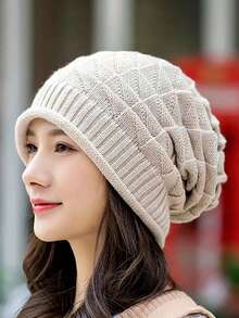 1/2 buah Topi Beanie Berkerut, Topi Rajut Wanita Musim Semi/Panas, Topi Pullover Satu Lapis, Aksesori Kepala Serbaguna - warna padat - View 8