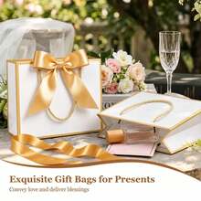 24pcs Hot Stamped 300g Paper Gift Bags, Mini Thank You Paper Gift Bags With Thick Rope Handles, Suitable For Christmas Party Favors, Wedding, Birthday, Graduation Party Souvenir Decoration Packaging - J-Multicolor - View 5