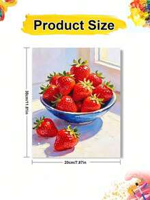 1pc Oil Painting By Numbers Kit, Strawberry DIY Art & Craft, Home Wall Decor, Canvas Oil Painting Decoration, Holiday Gift Includes Paintbrushes And Paints. - Sets - View 10
