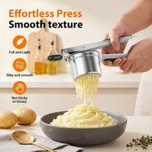 Stainless Steel Potato Ricer Masher With 3 Interchangeable Plates, Potato Press For Fluffy Mashed Potatoes Carrot Pumpkin Baby Food, Kitchen Gadget - Silver - View 5