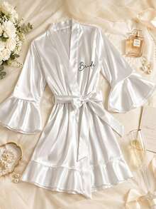 Customized Satin Bridesmaid Robe, Bridal Party Getting Ready Robe, Women's Wedding Robe, Maid Of Honor Gift, Bride Pajama Robe,Size-M/L/XL/XXL - Multicolor - View 7