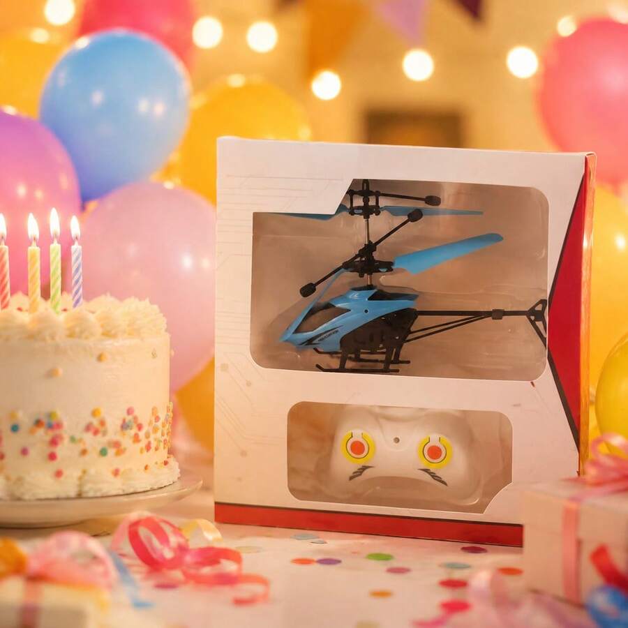 Blue Remote Control Helicopter With Infrared Induction, Easy To Use, Kids' Toy, Gift In Box - Blue - View 1