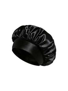 1pc Silk Sleep Cap, Women's Double Layer Satin Lining, Soft Elastic Band, Suitable For Curly Hair Sleep Wear - A - View 10