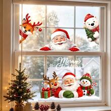 1/3pcs Reusable Adorable Santa Claus Window Decals, Double-Sided PVC Static Adhesive Glass Stickers, Suitable For Homes, Shops, Classrooms, And More - Multicolor - View 2