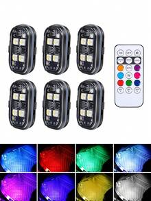 4 قطع شريط إضاءة LED لاسلكي مع جهاز تحكم عن بعد، 2/4/6 قطع أضواء LED لاسلكية عالية السطوع 8 ألوان مقاومة للماء وأضواء تحذير مضادة للاصطدام مناسبة للسيارة والدراجة النارية والطائرة بدون طيار والشاحنة والدراجة - A - مشاهدة 2