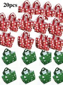 10pcs/5pcs/20pcs Cartoon Christmas Print Plastic Tote Bags (Random Style) Reusable Waterproof Gift Bags, Holiday Party Storage & Decoration Bags, Suitable For Christmas Gift Exchange - Multiple Styles - View 7