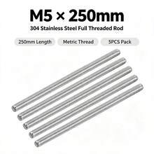 5PCS Stainless Steel Threaded Rod, 304 Grade All Thread Stud Bar M3 M4 M5 M6 M8, 250mm Fully Threaded Rod For DIY Hardware And Repair - Stainless Steel Threaded Rod - View 8