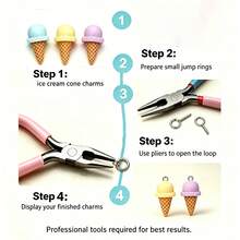10pcs Random Mixed Summer Fashion Charming Multicolor 3D Cartoon Ice Cream Resin Pendants, Fashion DIY Necklace Charms, Jewelry Making Accessories For Handmade Enthusiasts, Gift - Pink - View 9