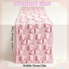 1pc Bowknot Rectangular Tablecloth Table Runner, Simple Cute 3D Soft Bowknot Pattern Decorative Table Runner For Dining Table, Living Room, Coffee Table, Quilted Table Runner Table Mat, Holiday Party Decoration - Pink - View 8
