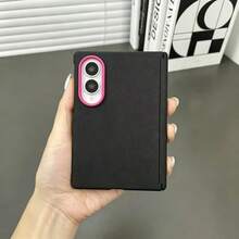 Luxury Matte Anti-Fall Shell With Contrasting Color Lens Frame Design Phone Case Compatible With Samsung ZFold 8 Wide Back Cover - Black Rose Red - View 2