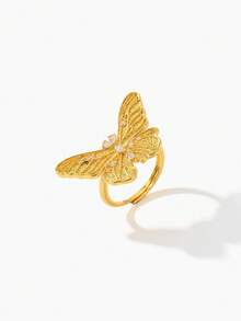 Vandermere 1pc Butterfly Ring Heavy Industrial Brushed Spiky Diamond Ring - Butterfly - View 1