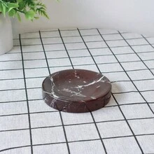 天然大理石圓形托盤，奢華珠寶收納盤，客廳浴室桌面裝飾 - 紫羅蘭紅 - 查看 6