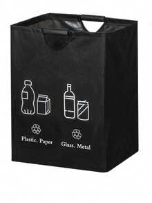 1pc Large Capacity Foldable Thickened Tear-Resistant Sponge Handle Trash Can, Space-Saving Storage, Suitable For Home, Office, Kitchen Storage Box, Foldable Sorting Recycling Bag, Household Large Capacity Storage Bin, Glass Metal Sorting Trash Can - A - View 11